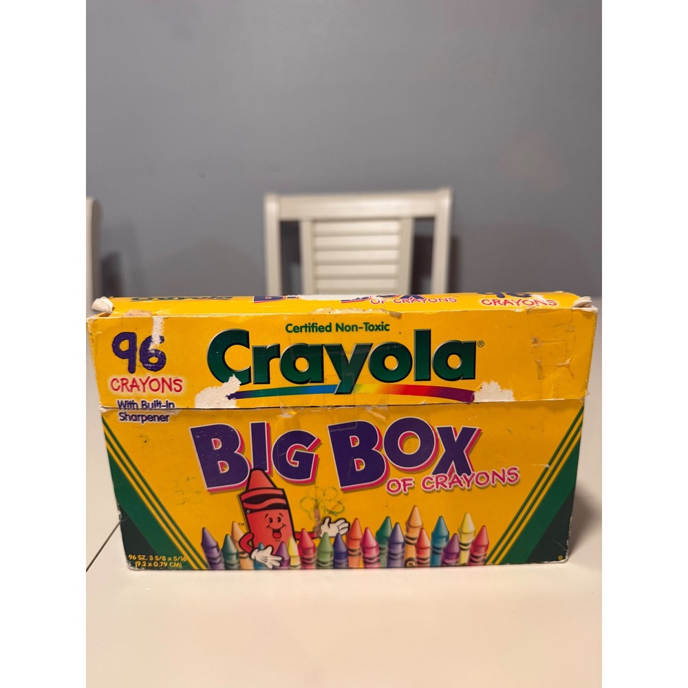 Vintage Crayola 96 Big Box of Crayons with Sharpener Dandelion Neon Carrot Pink